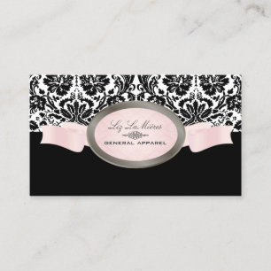 PixDezines Black, roze, witte desireé Damask Visitekaartje