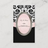 PixDezines Black, roze, witte desireé Damask Visitekaartje (Achterkant)