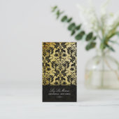 PixDezines Black Tanza Damask Visitekaartje (Staand voorkant)
