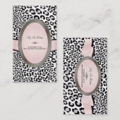 PixDezines Black, White Leopard spots Visitekaartje (Voorkant / Achterkant)