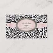 PixDezines Black, White Leopard spots Visitekaartje (Achterkant)