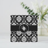 PixDezines Black+White Vendome Damask Kaart (Staand voorkant)