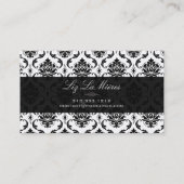 PixDezines Black+White Vendome Damask Visitekaartje (Achterkant)
