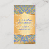 PixDezines  blauw céline damask Visitekaartje (Achterkant)