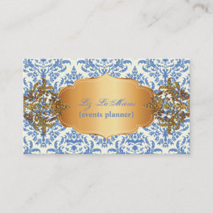 PixDezines blauw céline damask Visitekaartje