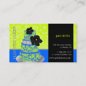 PixDezines Blauw+Groen damast taart/pâtisserie Visitekaartje (Achterkant)