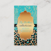 PixDezines blauw  kant+cheetah Visitekaartje (Achterkant)