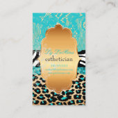 PixDezines blauw  kant+luipaard+zebra Visitekaartje (Achterkant)