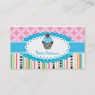 PixDezines blauwe bes wervelt cupcake + strepen Visitekaartje
