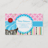 PixDezines blauwe bes wervelt cupcake + strepen Visitekaartje (Achterkant)