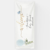 PixDezines Blauwe Glitter Ballon Elk Evenement Wel Spandoek (Verticaal)