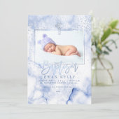 PixDezines Blauwe Marmer+Confetti/Doop Kaart (Staand voorkant)