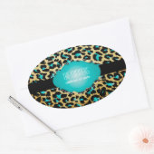 PixDezines blauwgroen cheetah Ovale Sticker (Envelop)