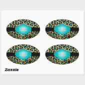 PixDezines blauwgroen cheetah Ovale Sticker (Vel)