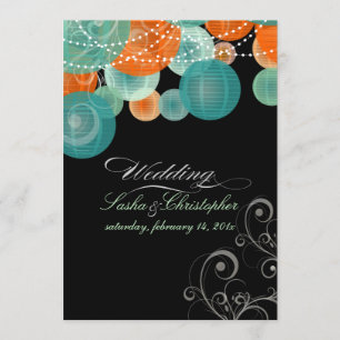 PixDezines blauwgroen+oranje lantaarns/dij achterg Kaart