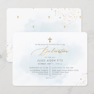 PixDezines Bleke blauwe Waterverf Dedicatie Kaart