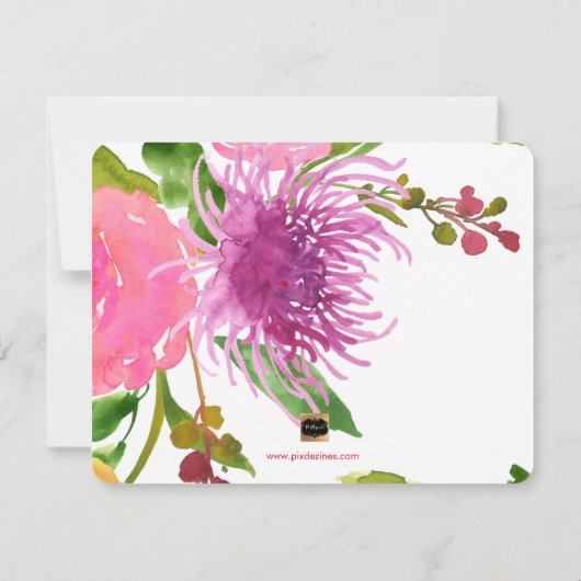 PixDezines Bloemen Waterverf/Save Onze Datum Save The Date (Achterkant)