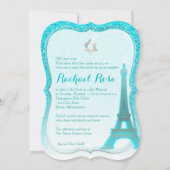 PixDezines Blue Faux Glitter Eiffeltoren/Mitswa Kaart (Achterkant)