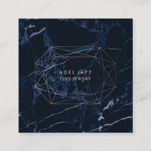 PixDezines Blue Marble+Faux Roos Gold Emerald Cut Vierkante Visitekaartje