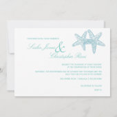 PixDezines Blue Starfish Wedding Invitations Kaart (Achterkant)