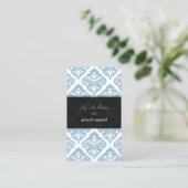 PixDezines Blue + White Olivia Damask Visitekaartje (Staand voorkant)