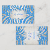 PixDezines blue zebra/champagne Visitekaartje (Voorkant / Achterkant)