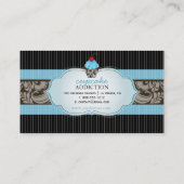 PixDezines bluebery wervelt cupcake + pinstripes Visitekaartje (Achterkant)