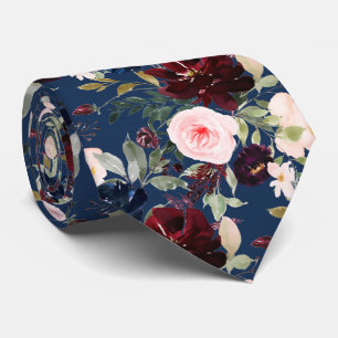 PixDezines Blush Burgundy Navy H2 Botanisch Stropdas