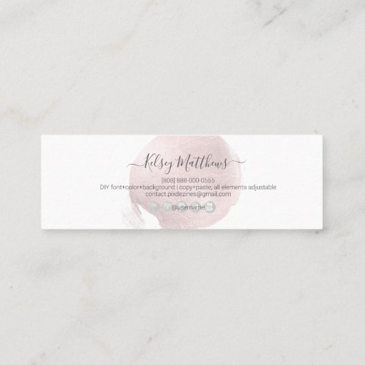 PixDezines Blush+Faux Roos Gouden Brunch Datum Kaa Mini Visitekaartje (Achterkant)