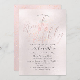 PixDezines Blush Pink Champagne Brunch+Bubble Kaart