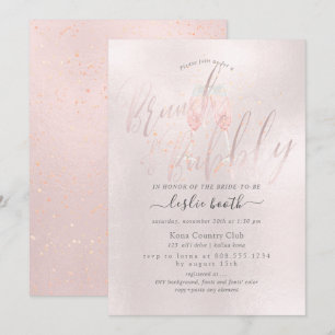 PixDezines Blush Pink Champagne Brunch+Bubbly Kaart