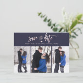 PixDezines Blush Pink Modern Brush Script Save The Date (Staand voorkant)