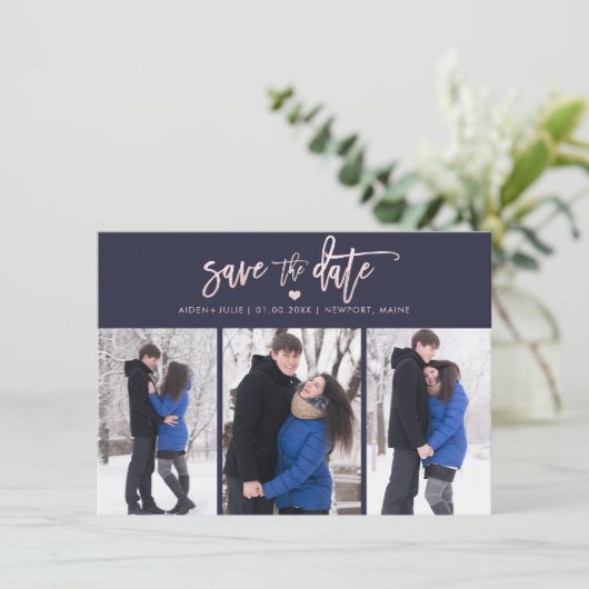 PixDezines Blush Pink Modern Brush Script Save The Date (Staand voorkant)