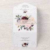 PixDezines Blush Pink Navy Burgundy H2 Flowers All In One Uitnodiging (Buitenkant)