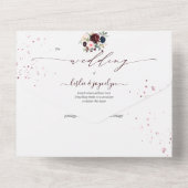 PixDezines Blush Pink Navy Burgundy H2 Flowers All In One Uitnodiging (Achterkant)