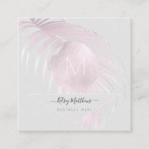 PixDezines Blush Pink Palms Vierkante Visitekaartje