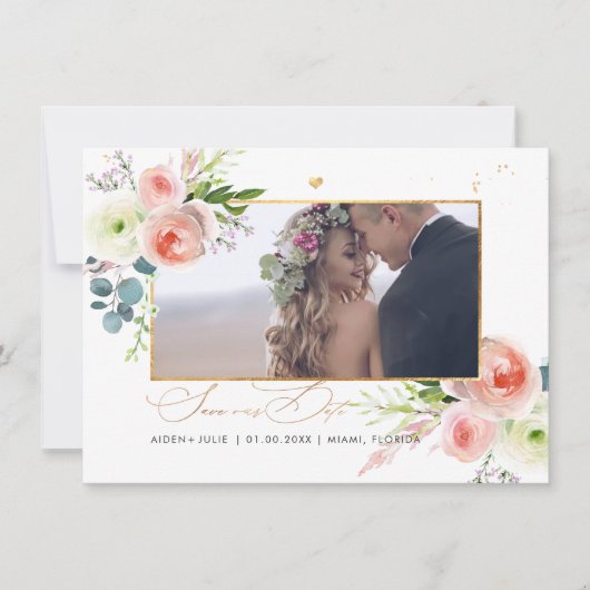 PixDezines Blush Pink Peonies Save the Date (Voorkant)