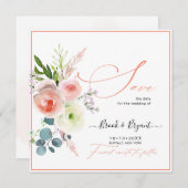 PixDezines Blush Pink Peonies Save the Date (Voorkant / Achterkant)