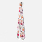 PixDezines Blush Red Waterverf Summer Florals Stropdas (Achterkant)