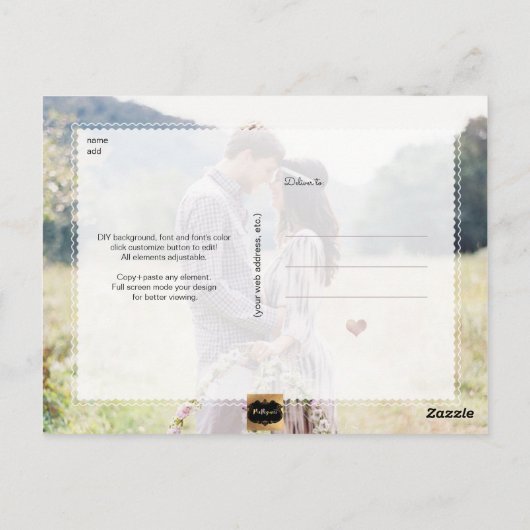 PixDezines Blush Roze/Marmer/Save Onze Datum Briefkaart (Achterkant)