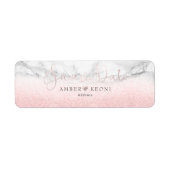 PixDezines Blush Roze Sneeuw Bokeh+Marble Opslagda Etiket (Voorkant)