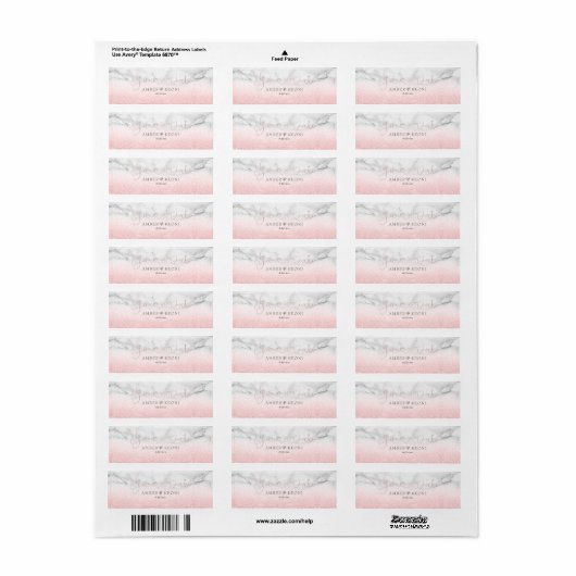 PixDezines Blush Roze Sneeuw Bokeh+Marble Opslagda Etiket (Full Sheet)