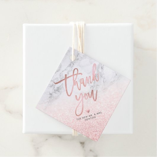 PixDezines Blush Snow Bokeh+Marble Dank u Bedankjes Labels (In situ)