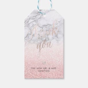 PixDezines Blush Snow Bokeh+Marble Dank u Cadeaulabel