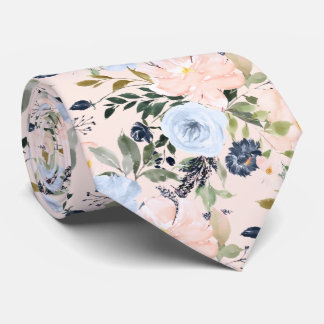 PixDezines Blush Stof Blauw H2 Botanisch Stropdas