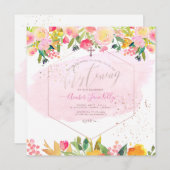 PixDezines Blush Waterverf Doopbloemen Kaart (Voorkant / Achterkant)