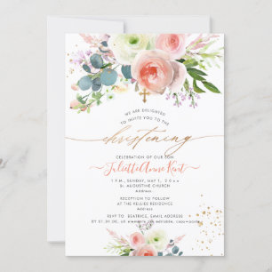 PixDezines Blush Waterverf Peonies Christening Kaart