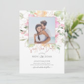 PixDezines Blushing Romance, Bewaar de datum Kaart (Staand voorkant)