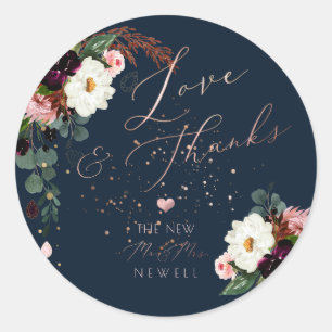 PixDezines Blushing Romance, Watercolor Liefde+Bed Ronde Sticker
