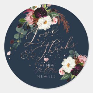 PixDezines Blushing Romance, Waterverf Dank u Ronde Sticker